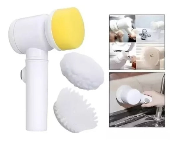 Cepillo Eléctrico de Limpieza 5 en 1 Blanco – Carga USB, 300 rpm