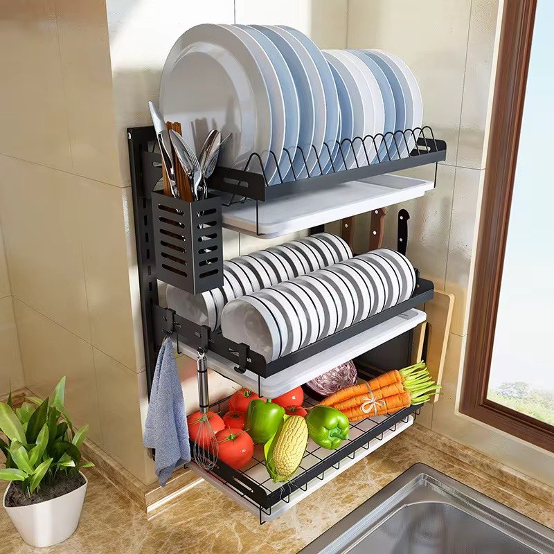 Escurridor de Loza de Pared 42cm 🍽 Ahorra Espacio y Organiza tu Cocina