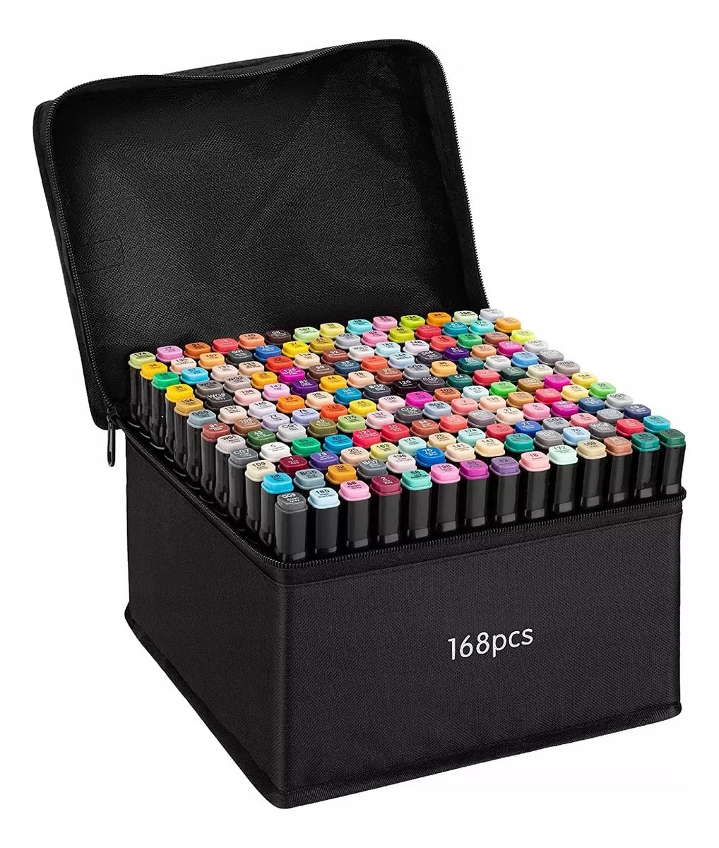 Set De Plumones 168 Marcadores Touch Plumones Doble Punta Para Pintar Rotuladores Lapices Estuche Plumon