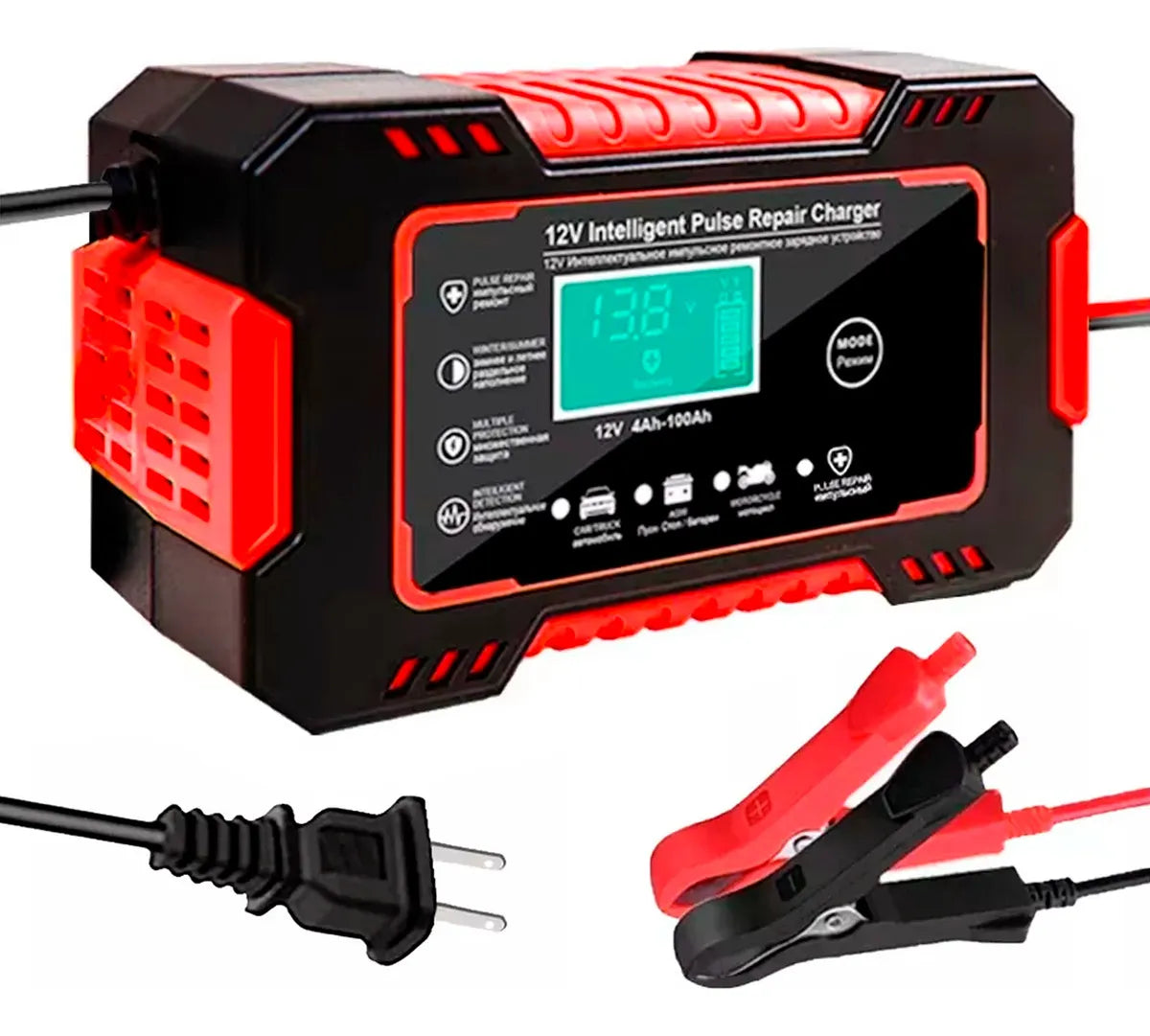 Cargador y Reparador Inteligente de Baterías 12V para Carro y Moto 🚗🔋🏍️