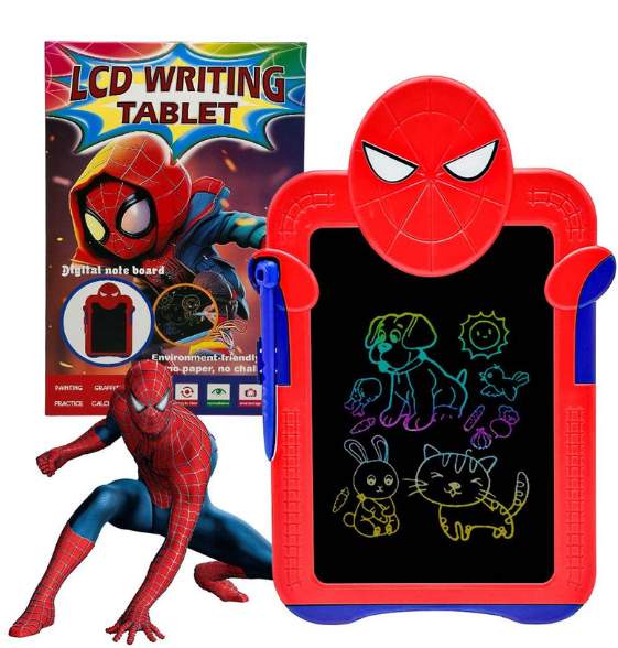 Tableta LCD Infantil para Dibujar Spider 🕷️ Pantalla Mágica Reutilizable con Lápiz