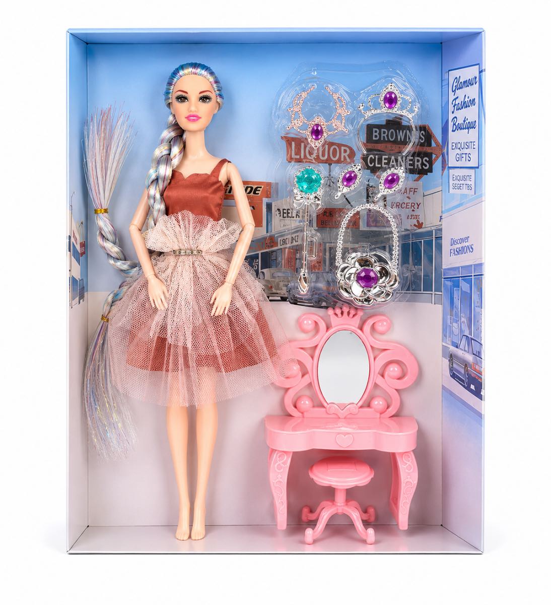 Muñeca Fashion con Tocador y Accesorios 👗 Juego Infantil de Belleza y Fantasía