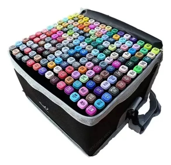 Set de 168 Marcadores Touch 🎨 Doble Punta con Estuche
