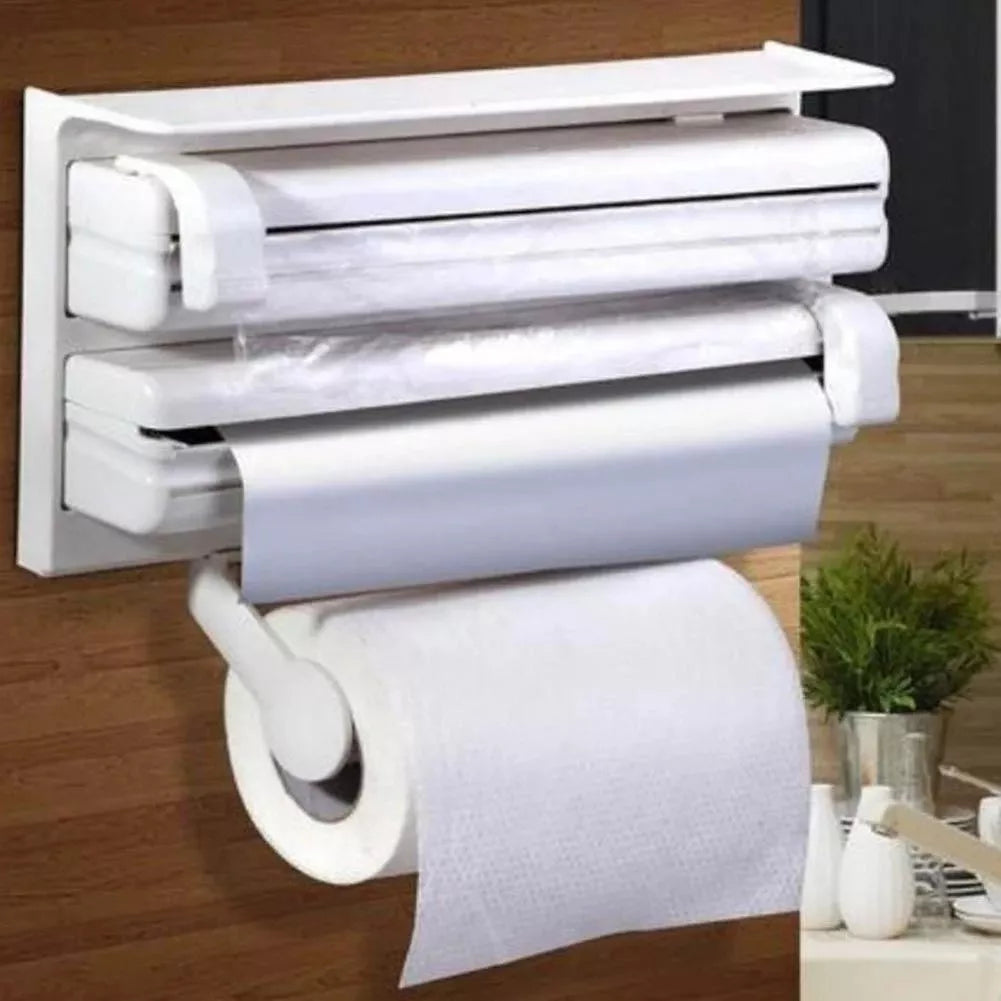 Dispensador Rollo Papel Cocina 4en1 Cortador Aluminio Papel