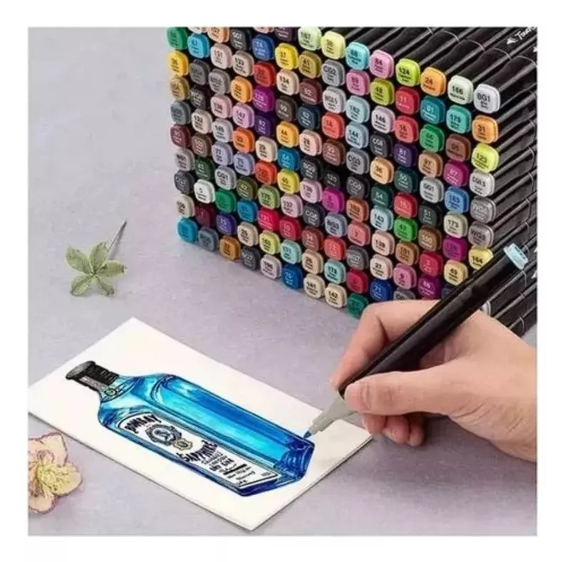 Set de 168 Marcadores Touch 🎨 Doble Punta con Estuche