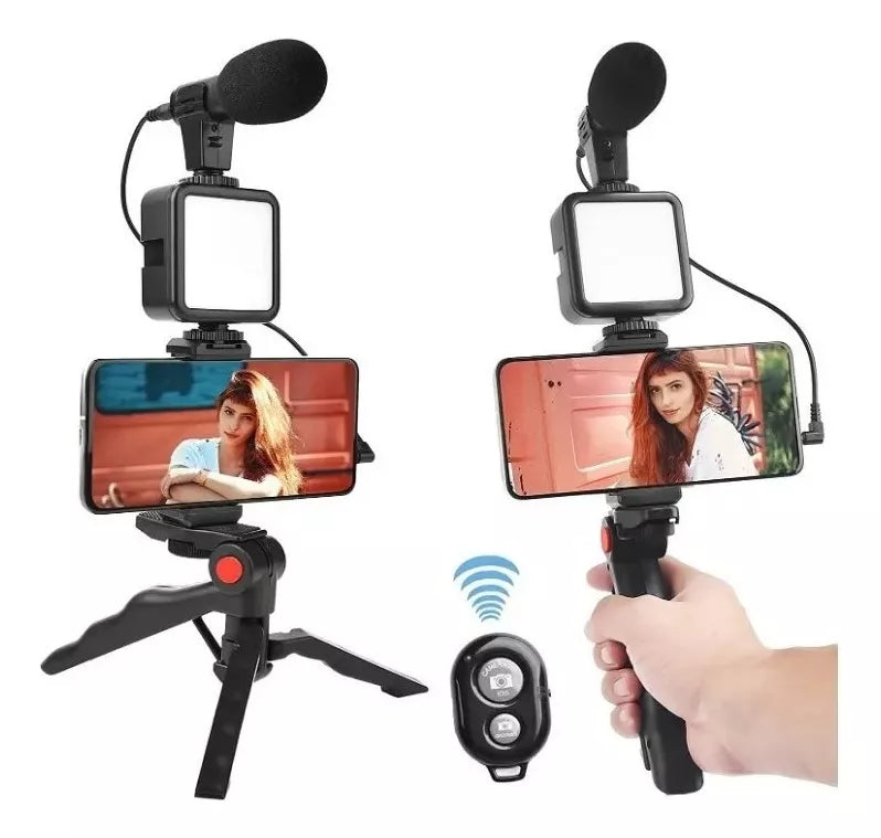 Kit Estabilizador para Celular 🎥 Luz LED + Micrófono y Control