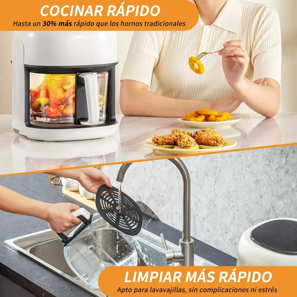 Freidora de Aire Schaffhausen 8L 🍟 Cocina Rápido y Sin Aceite – Color Blanco