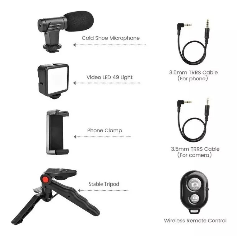 Kit Estabilizador para Celular 🎥 Luz LED + Micrófono y Control