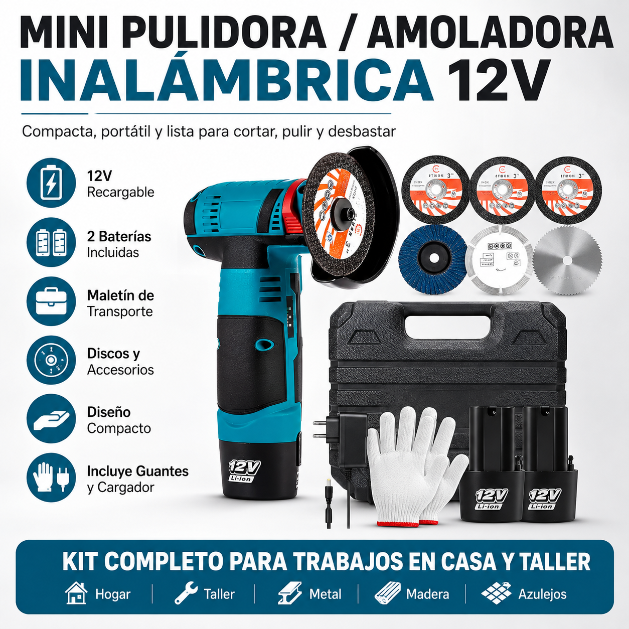 Pulidora Inalámbrica🔥 + 2 Discos + 2 baterías