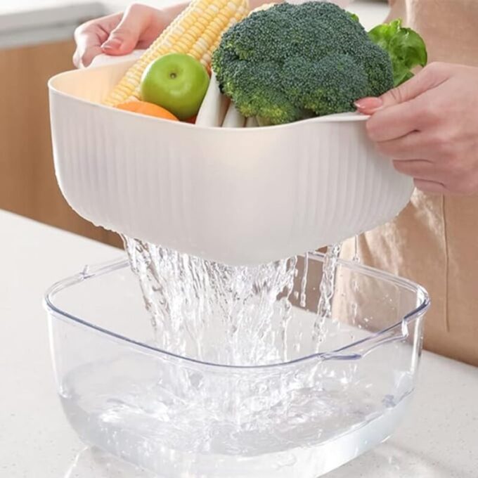 Cesta con escurridor para alimentos tazon de cocina con drenaje