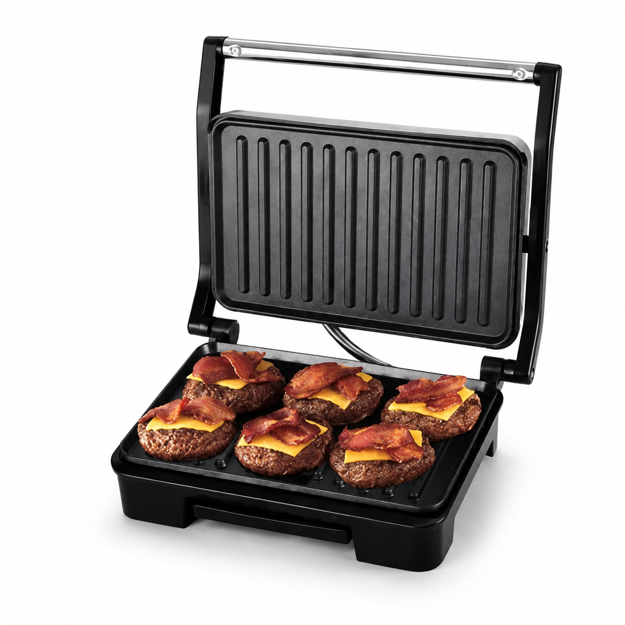 Parrilla Eléctrica Antiadherente 🔥 Cocina Carnes, Hamburguesas y Sándwiches Fácilmente