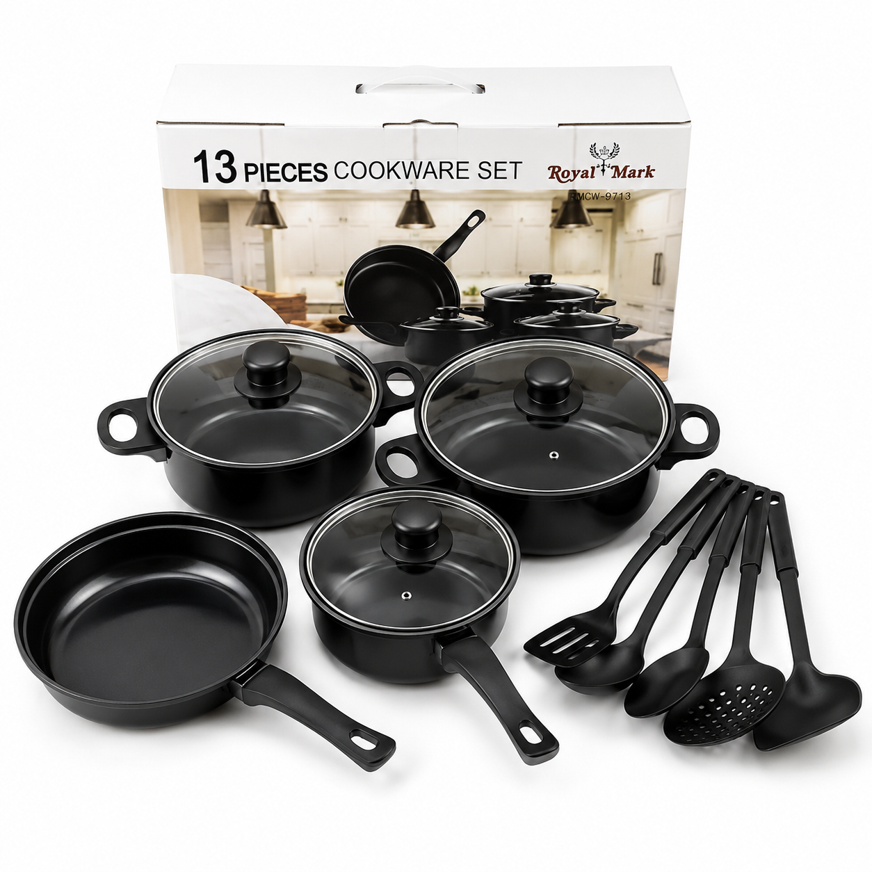 Set de Ollas Royal Mark 13 Piezas 🍳 Cocina Completa, Práctica y Antiadherente