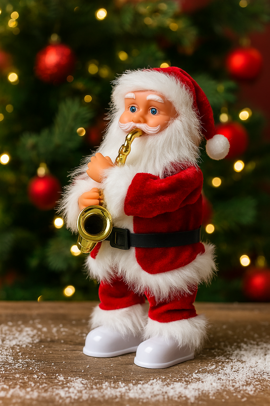 Santa Claus Musical con Saxofón 🎷 | Muñeco Navideño con Movimiento y Sonido – Funciona con Pilas