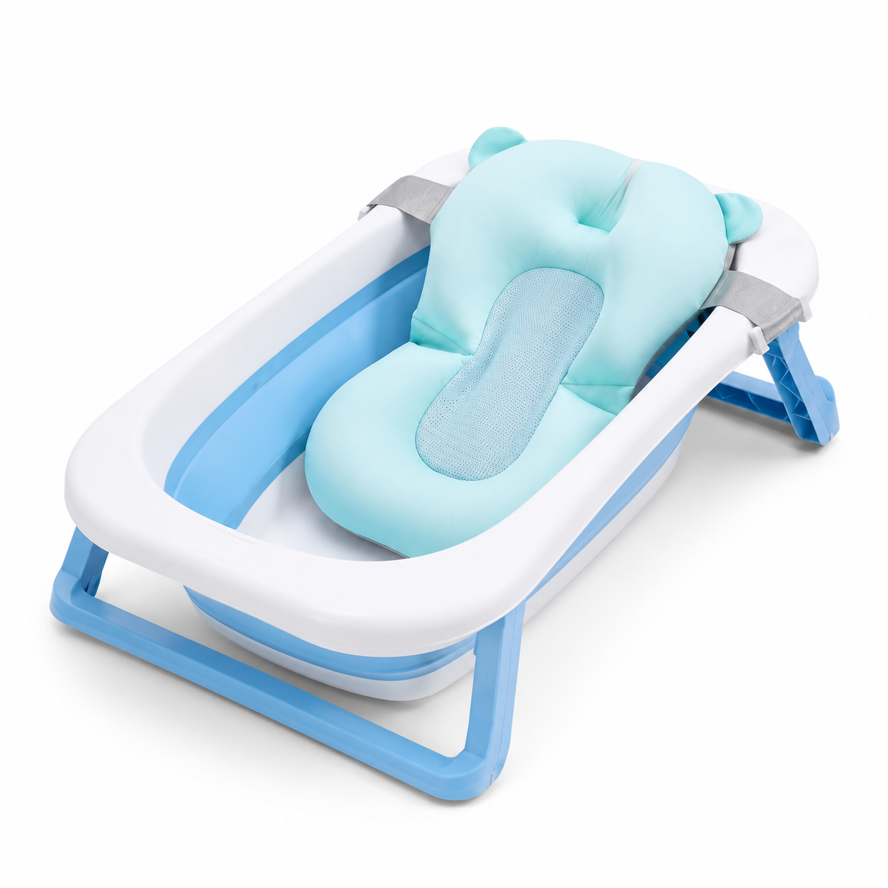Tina Plegable para Bebé con Soporte Antideslizante 🛁 Incluye Cojín y Termómetro