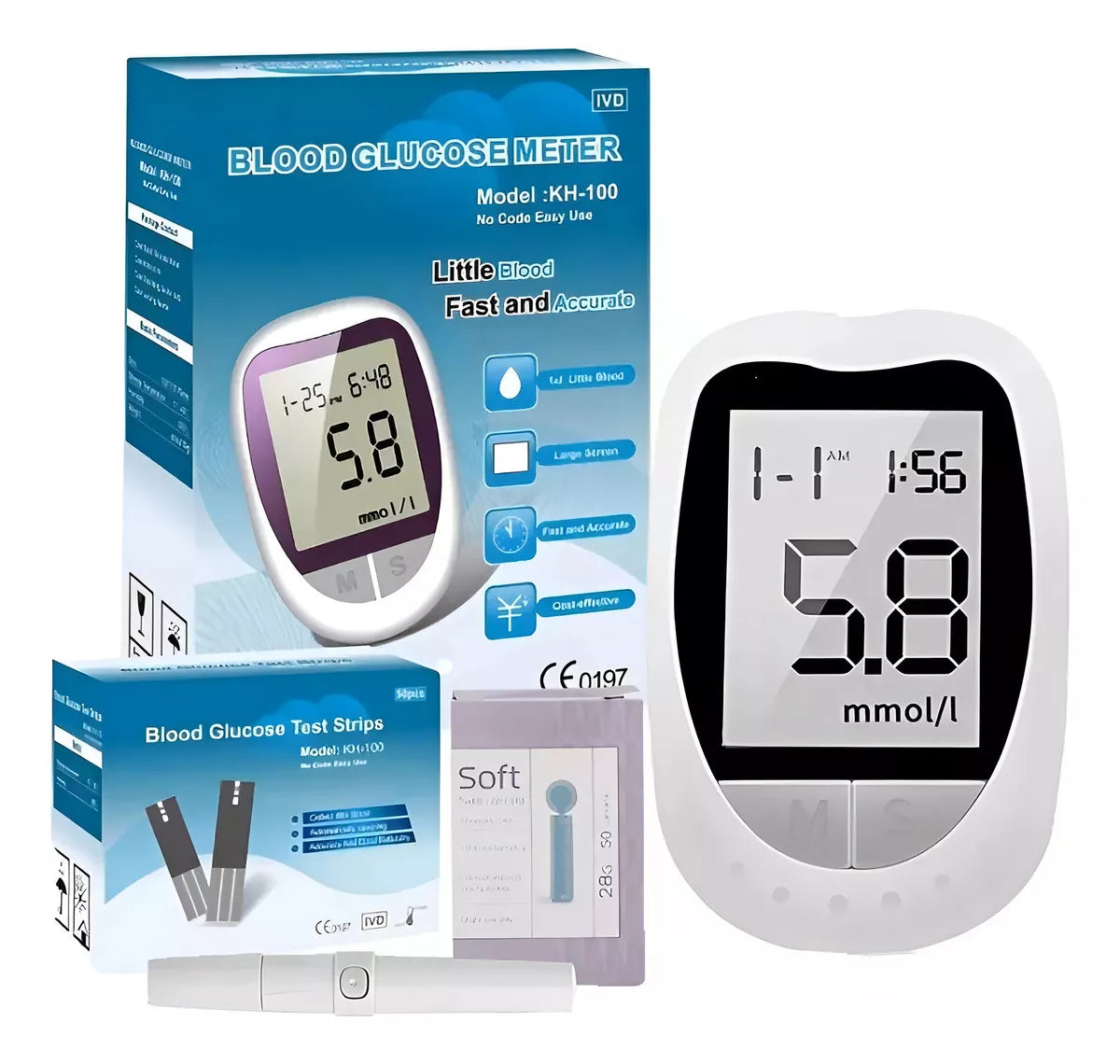 Glucómetro Digital Roro 🩸 Medidor de Glucosa con Tiras Reactivas