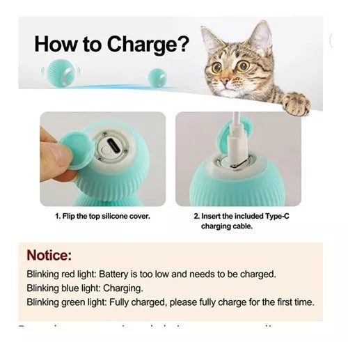 Bola Interactiva para Gatos 🐱 Recargable y Automática