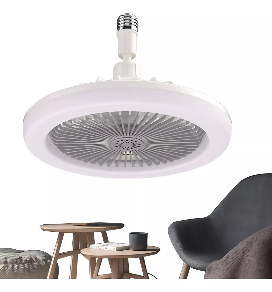 Ventilador De Techo E27 De Con Lámpara Y Control Remoto Color De La Estructura Blanco
