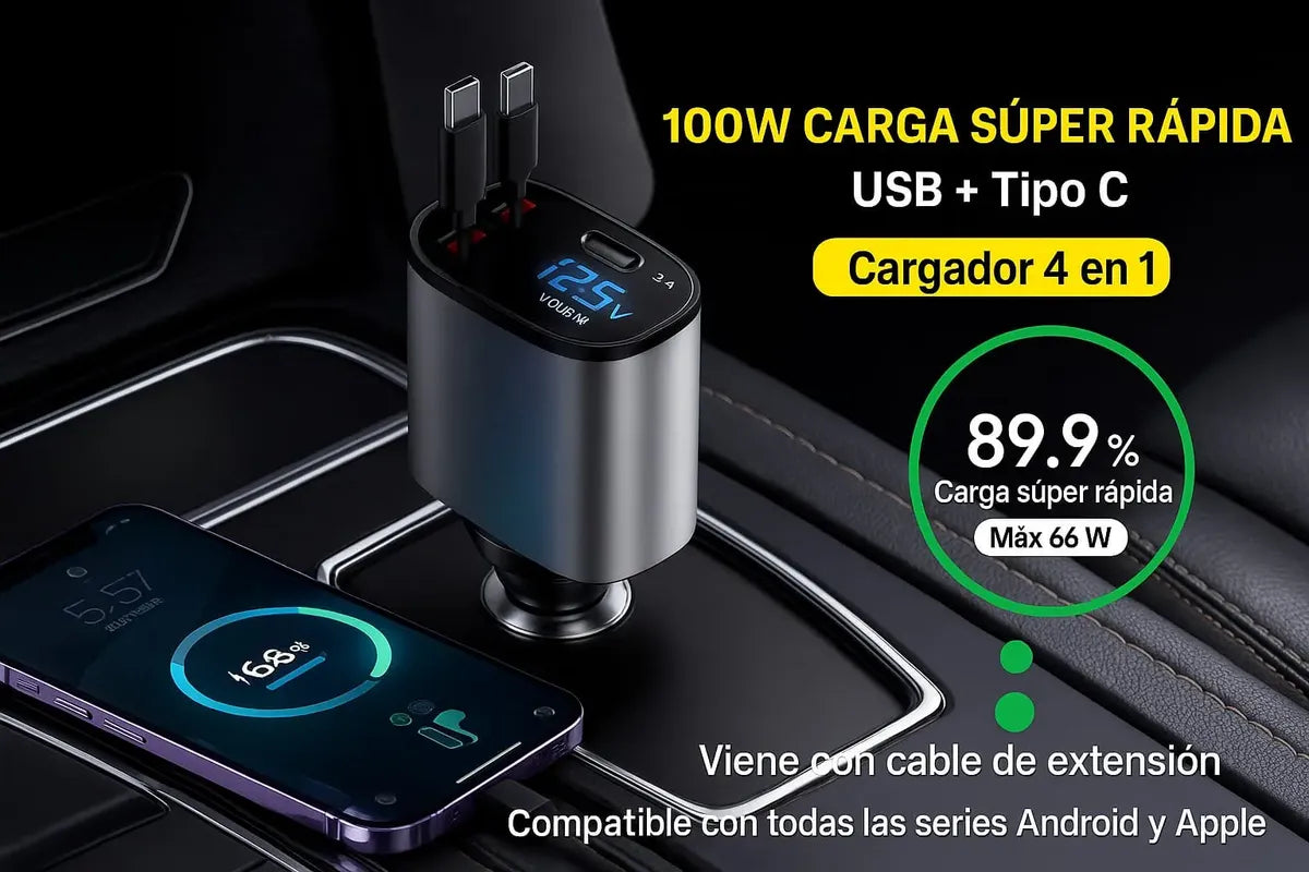Cargador Celular Carro Carga Rapida Multipuerto Premium