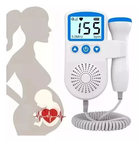 Audífono cardíaco para bebés, monitor de sonar Doppler fetal, color azul