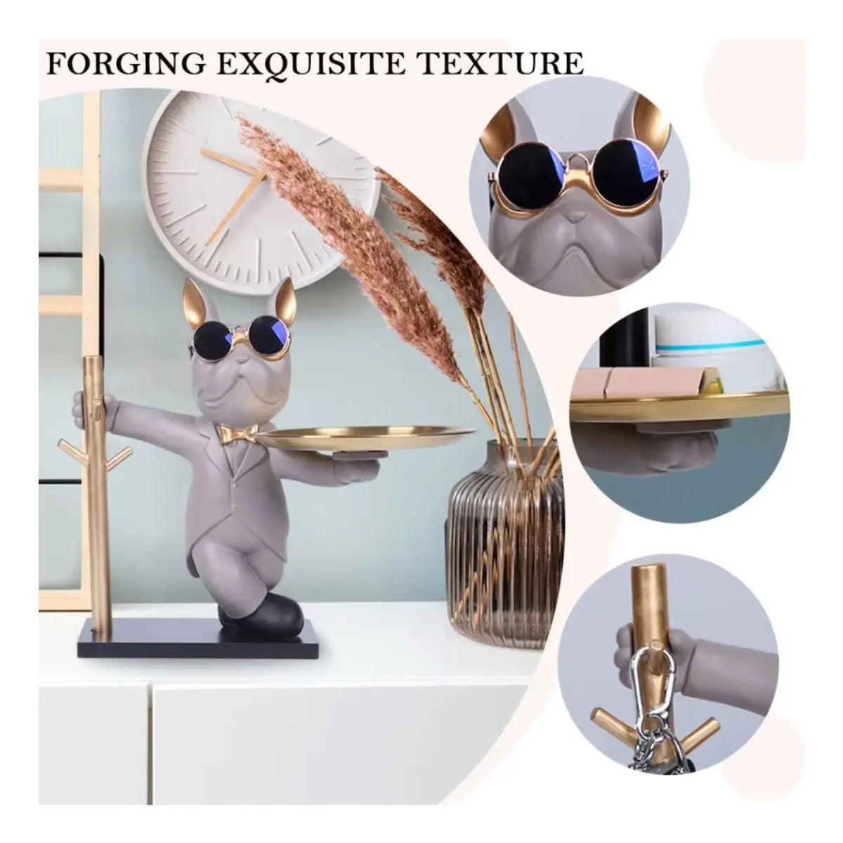 Figura Decorativa de Perro con Bandeja 🐶 Organizador Elegante para Entrada y Hogar