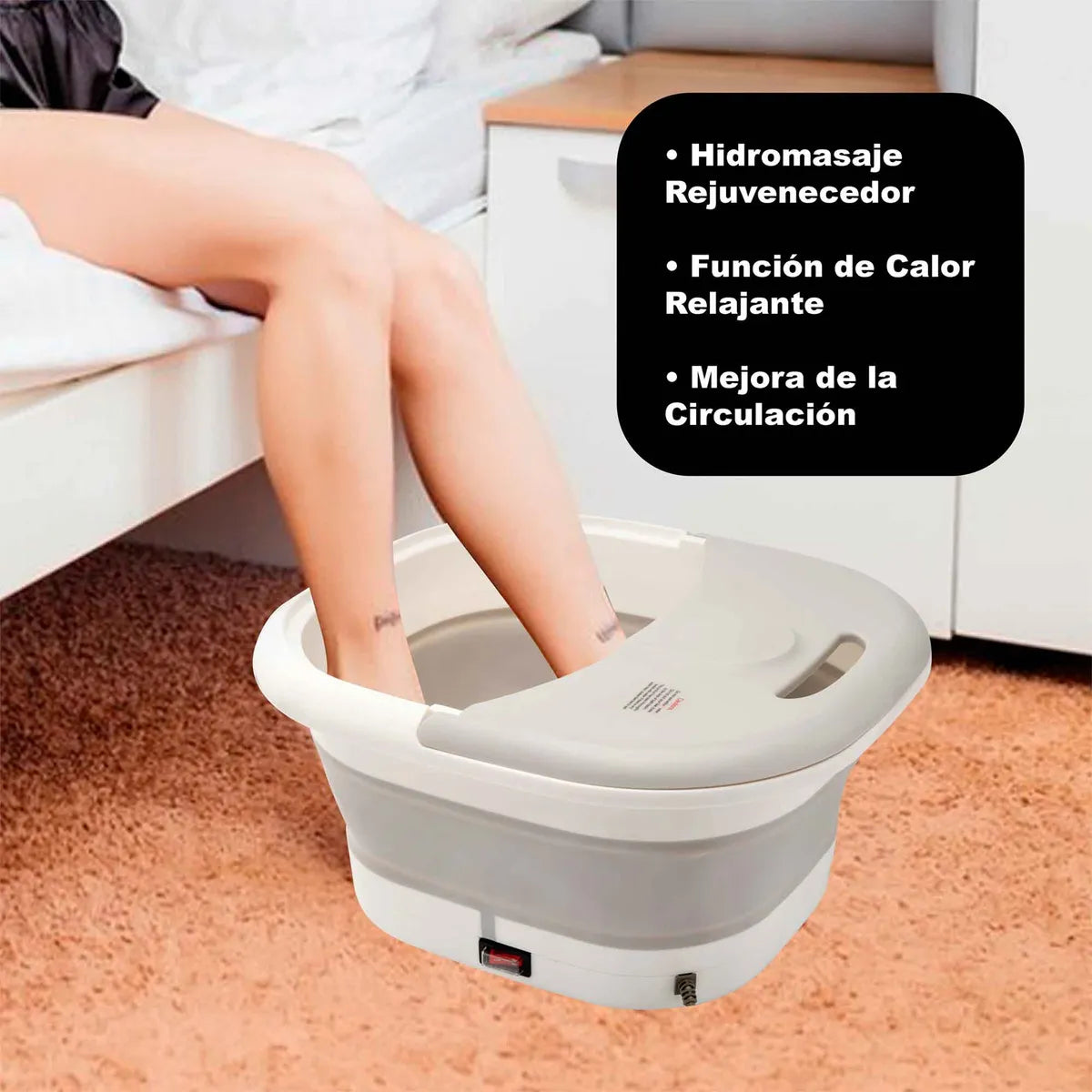 Tina Plegable para Pies con Hidromasaje y Calor 💆♀️ Spa Relajante en Casa con Burbujas