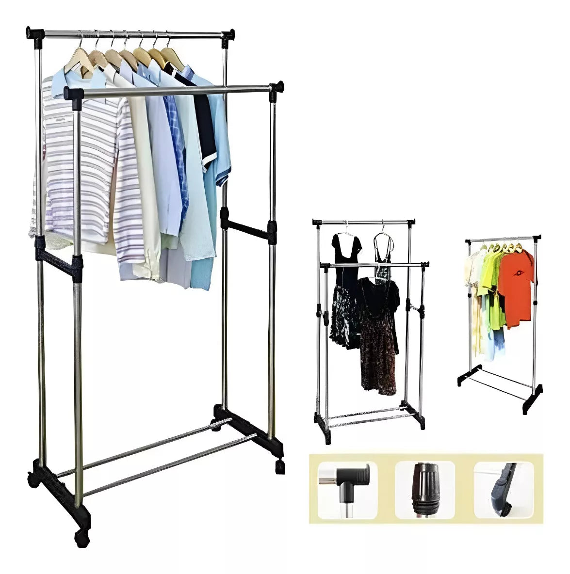 Tendedero Perchero Plegable con Ruedas 🧺 Acero Inoxidable de Piso