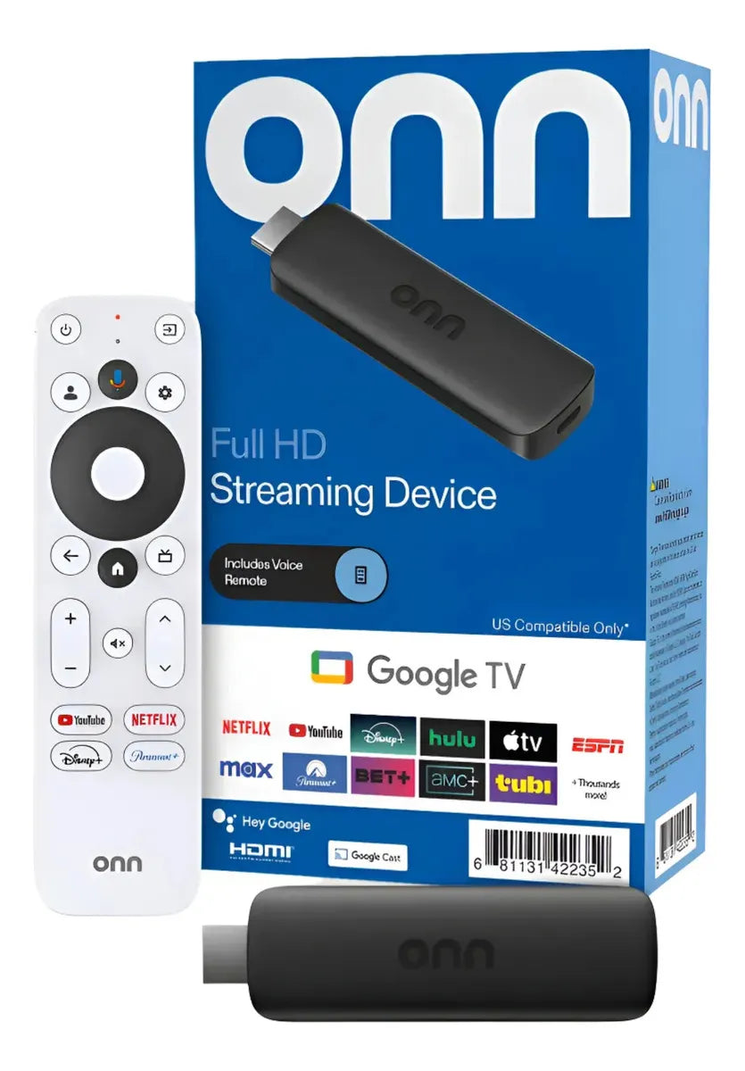 Onn Google TV Stick Full HD 📺 Convierte tu TV en Smart con Control por Voz