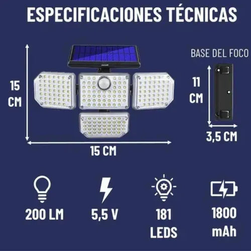 Lámpara LED Solar con Sensor de Movimiento – Seguridad Exterior 🔒