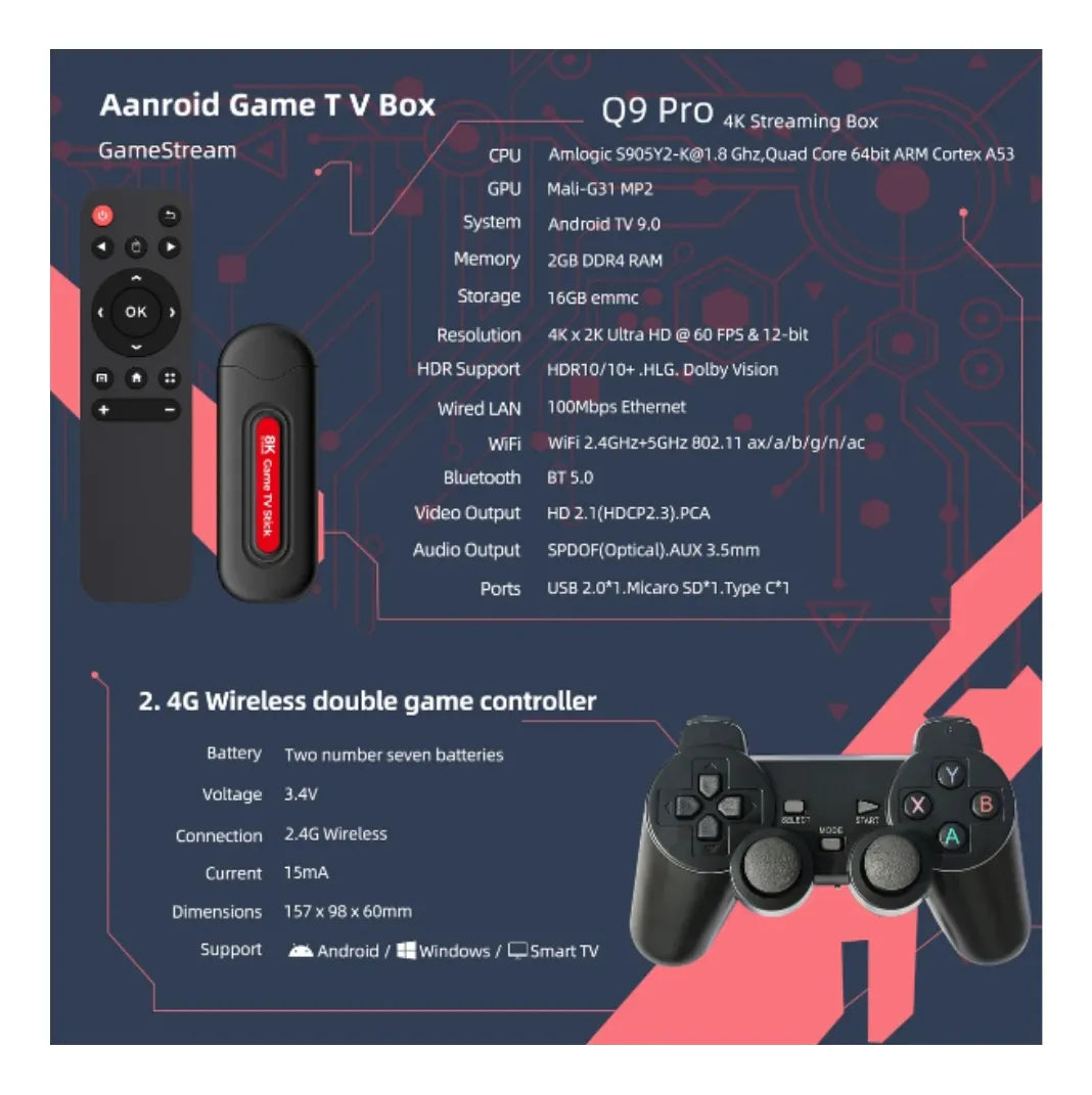 Consola Retro Q9 Pro HDMI 🎮 Incluye 2 Controles – Juegos Clásicos