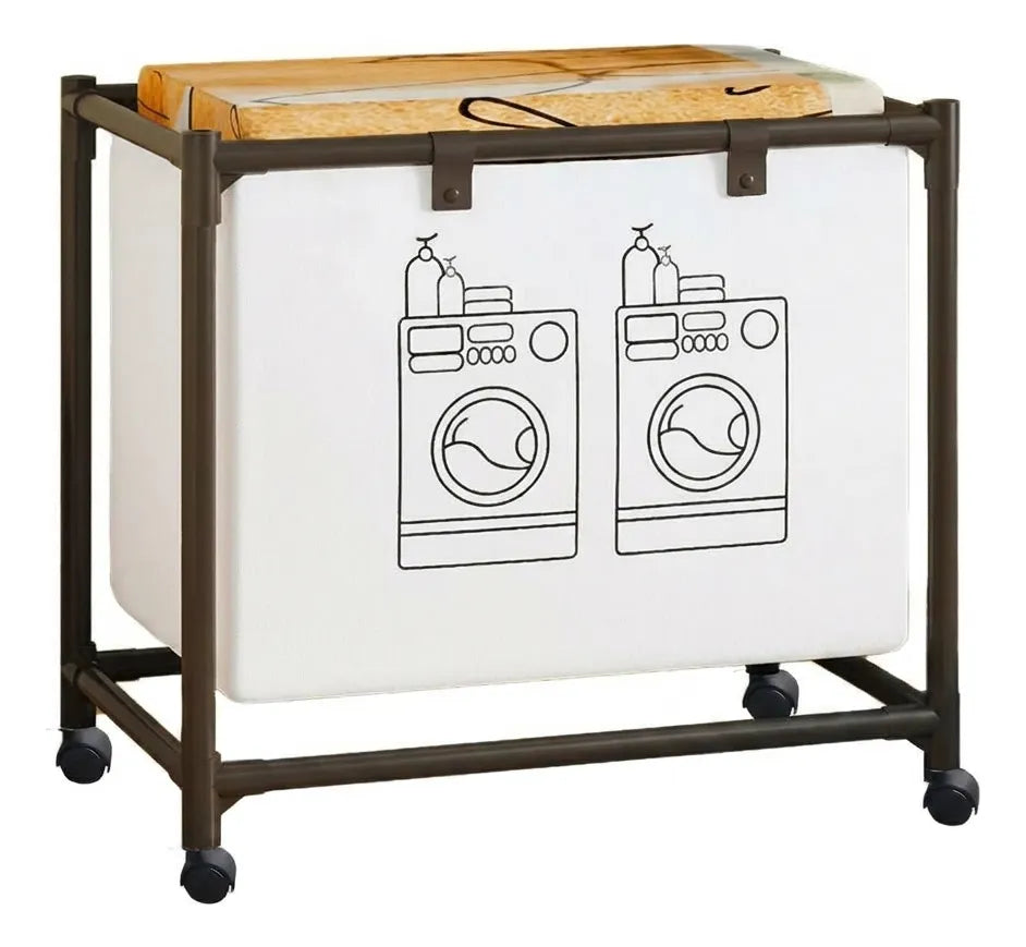Canasto Organizador de Ropa con Ruedas 🧺 Ideal para Lavandería y Ahorro de Espacio