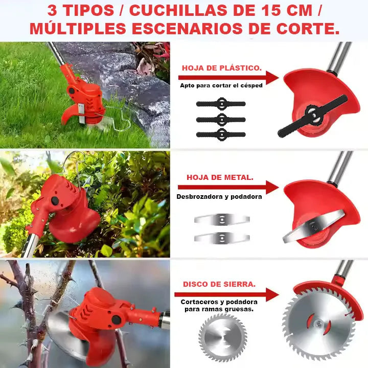 Guadaña Recargable Portátil con 2 Baterías 🔋🌿 | Corta Césped Eléctrica