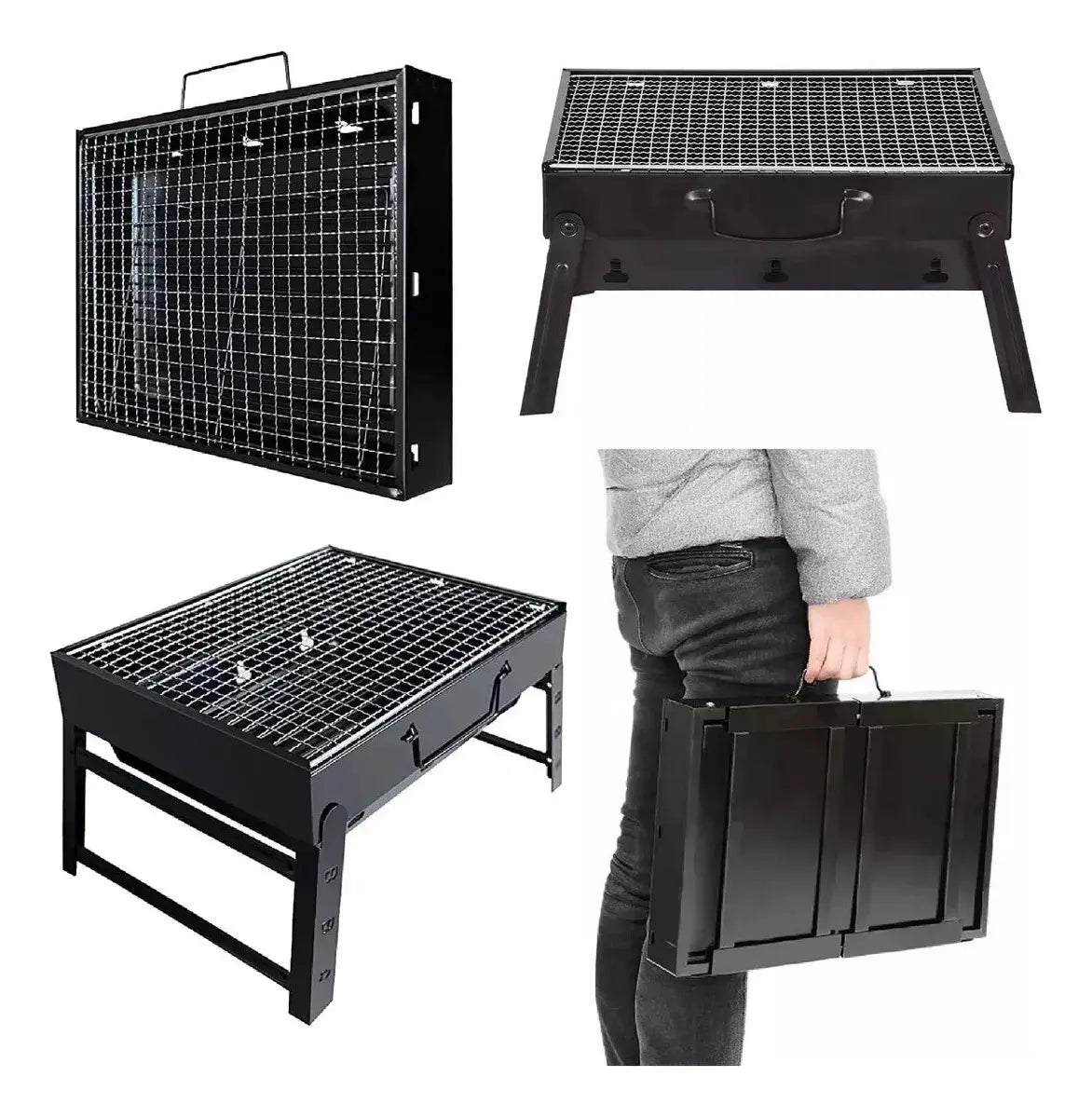 Parrilla Asador de Carbón Plegable 🔥 Mini Portátil para Camping y Aire Libre