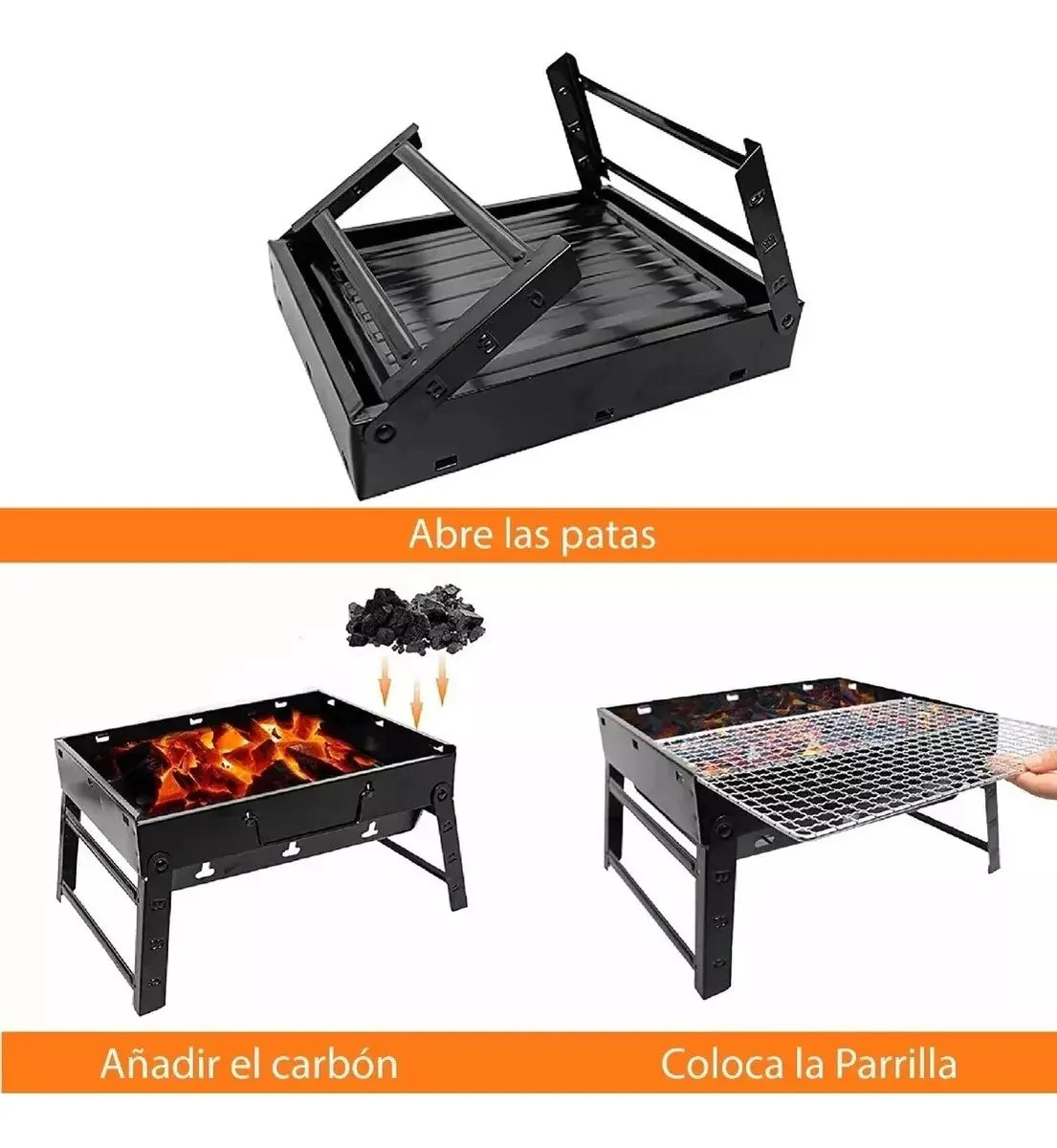 Parrilla Asador de Carbón Plegable 🔥 Mini Portátil para Camping y Aire Libre