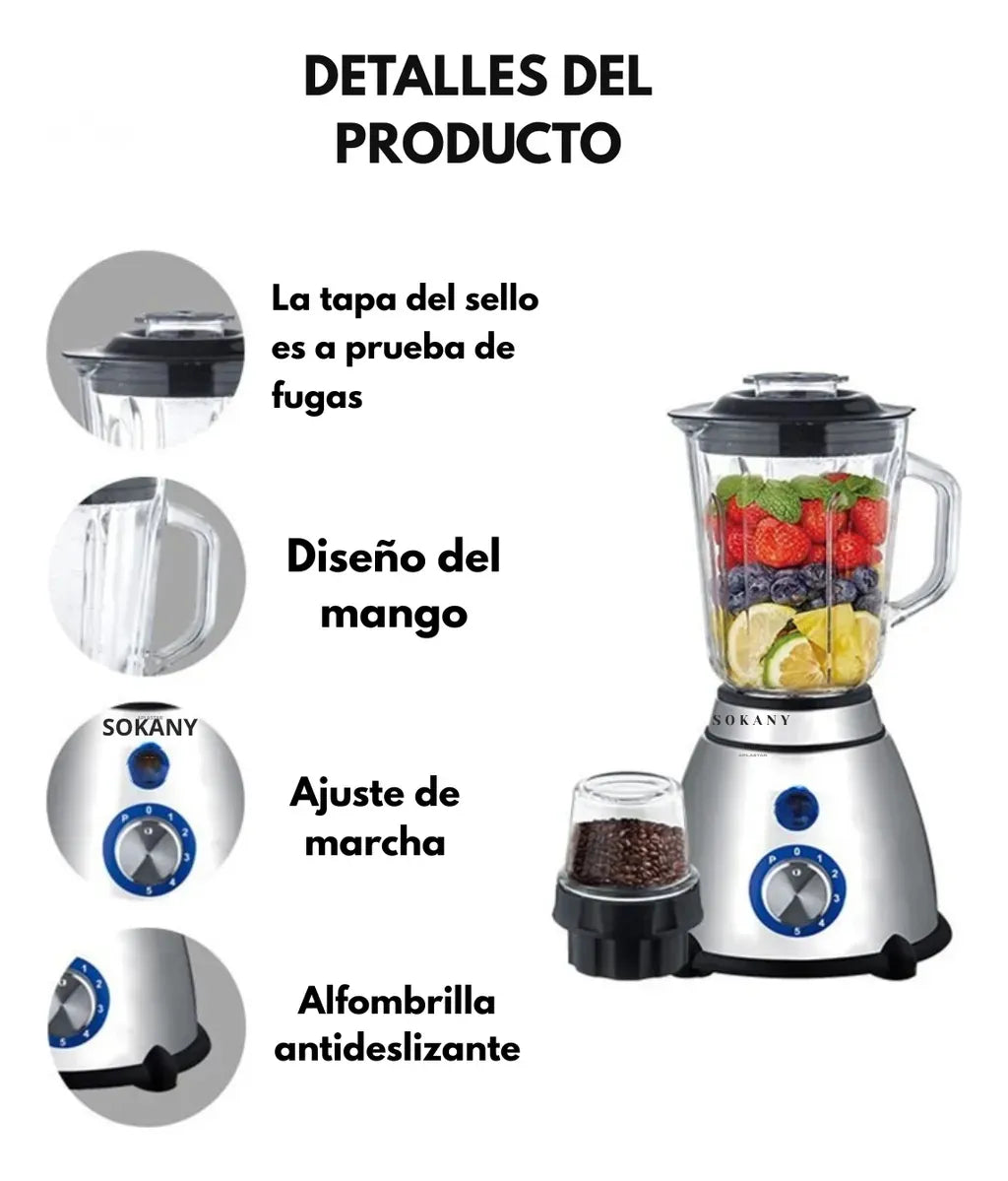 Licuadora Doble Sokany 800W ⚡ Potente y Multiusos