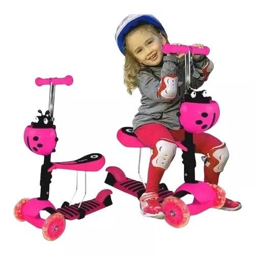 Scooter Infantil 3 en 1 con Silla 🛴 Patineta Ajustable para Niños