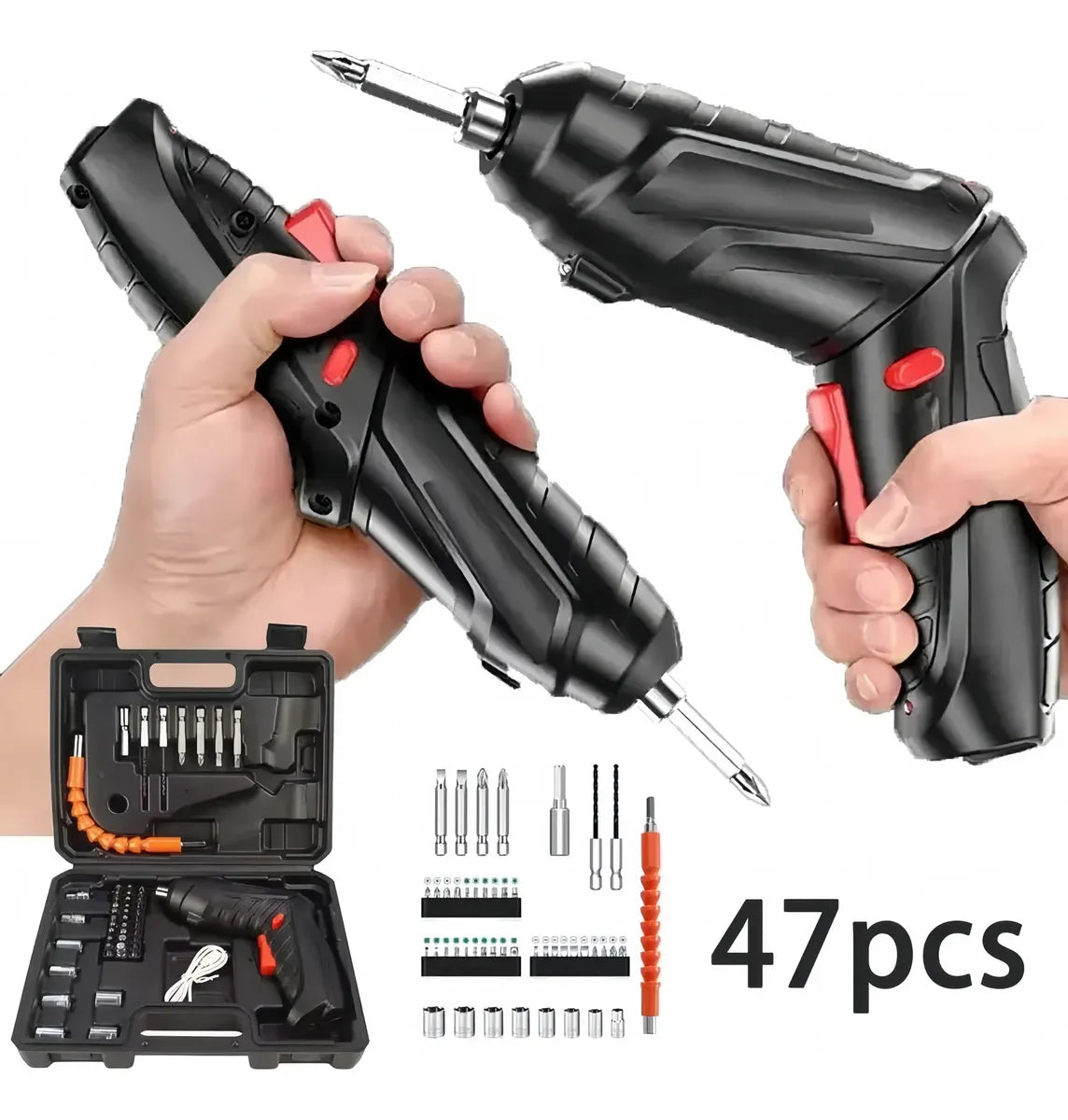 Kit de Destornilladores Eléctrico 47 Piezas – Recargable y Multifunción 🔩