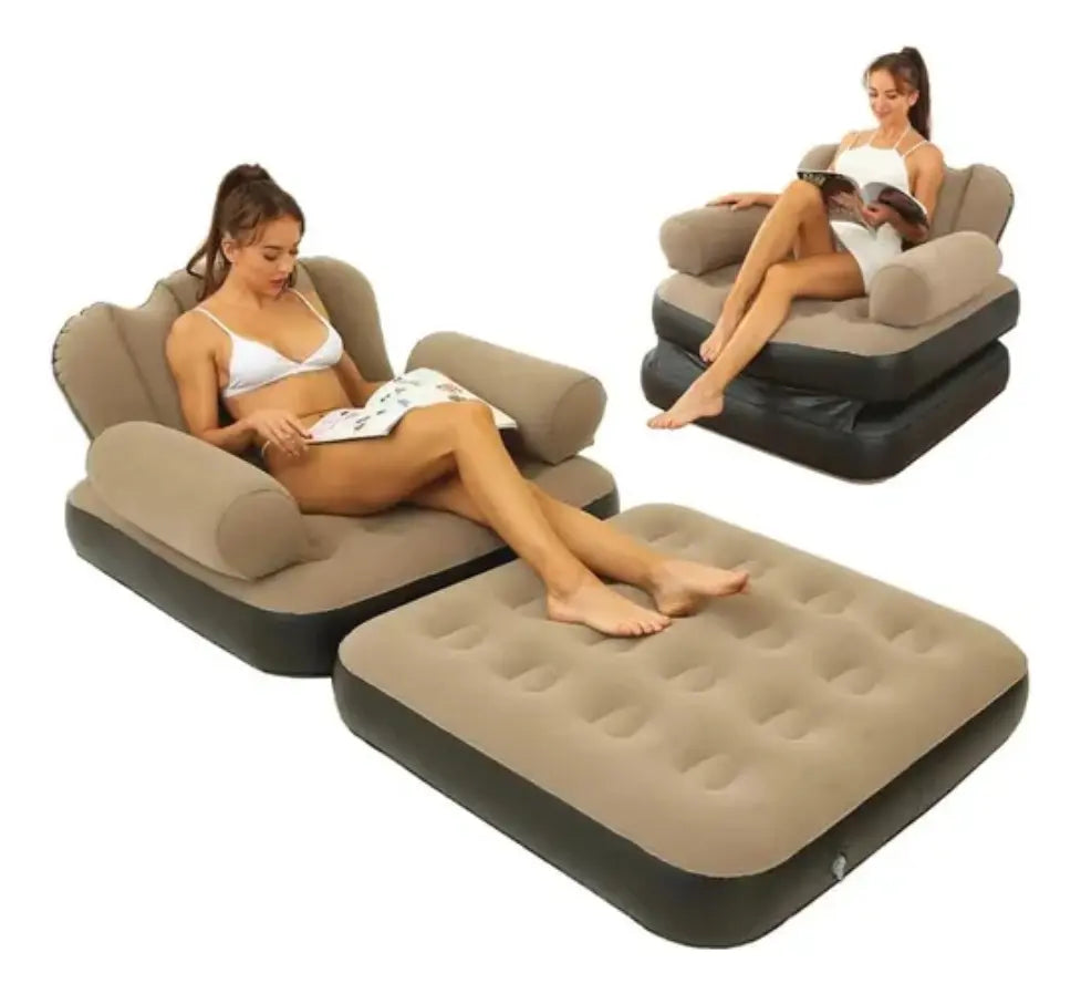 Sofá Inflable Multifuncional 2 en 1 🛋️ Sillón y Cama Portátil para Descanso