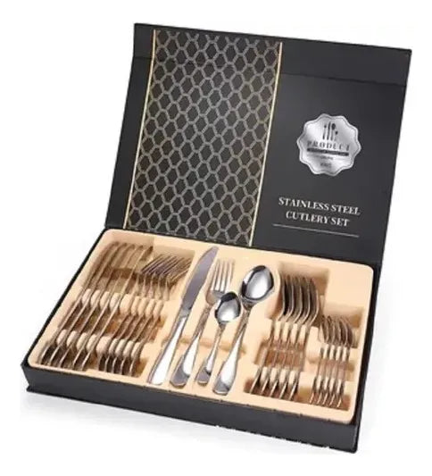 Juego de Cubiertos 24 Piezas 🍽 Acero Inoxidable Elegante para Cocina y Mesa