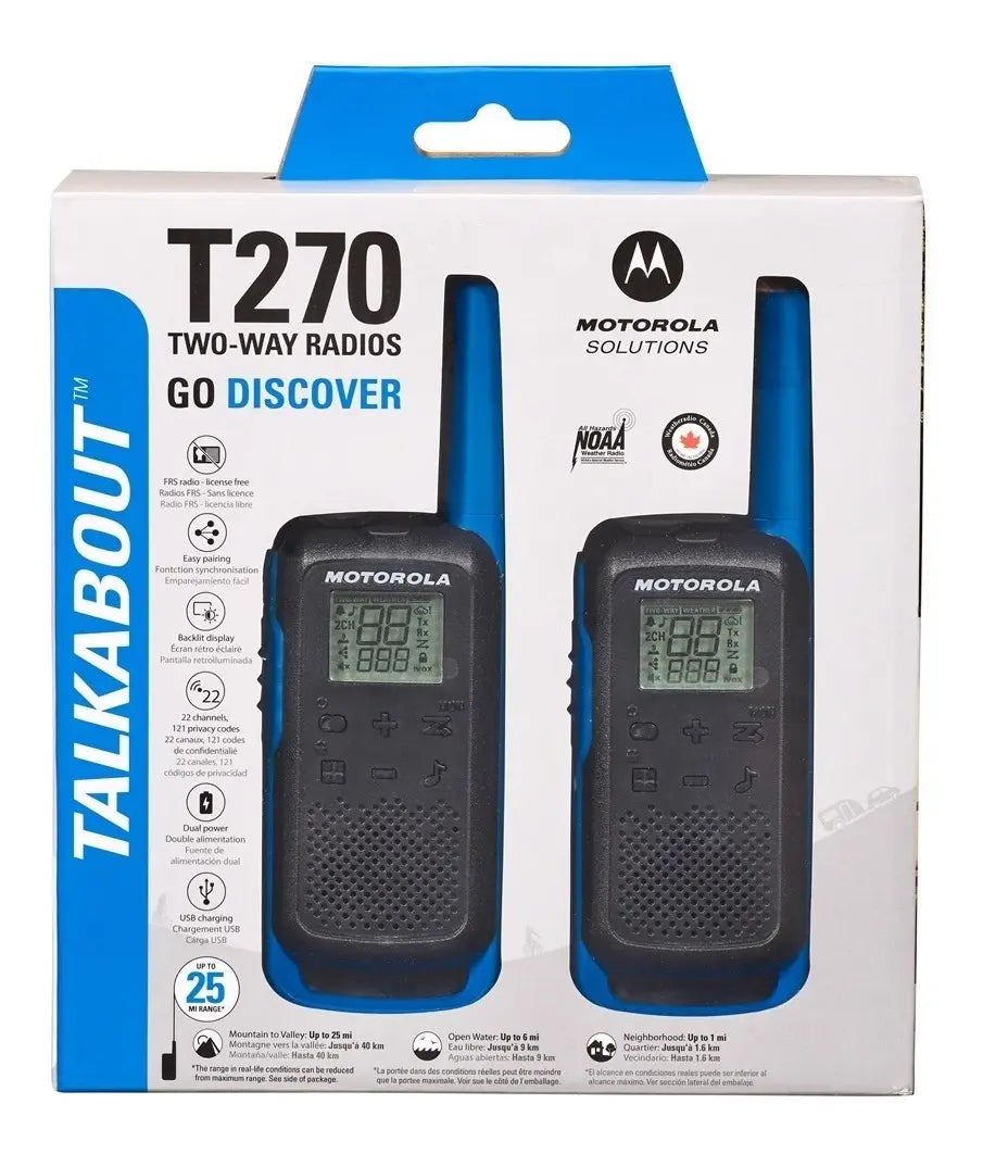 Walkie Talkie Motorola T270 📡 Par de Radios con Comunicación Clara y Largo Alcance