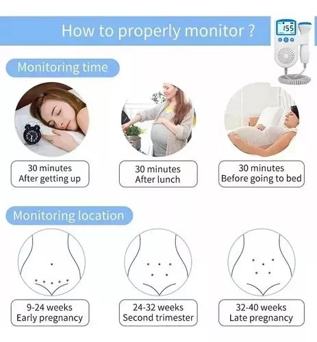 Audífono cardíaco para bebés, monitor de sonar Doppler fetal, color azul