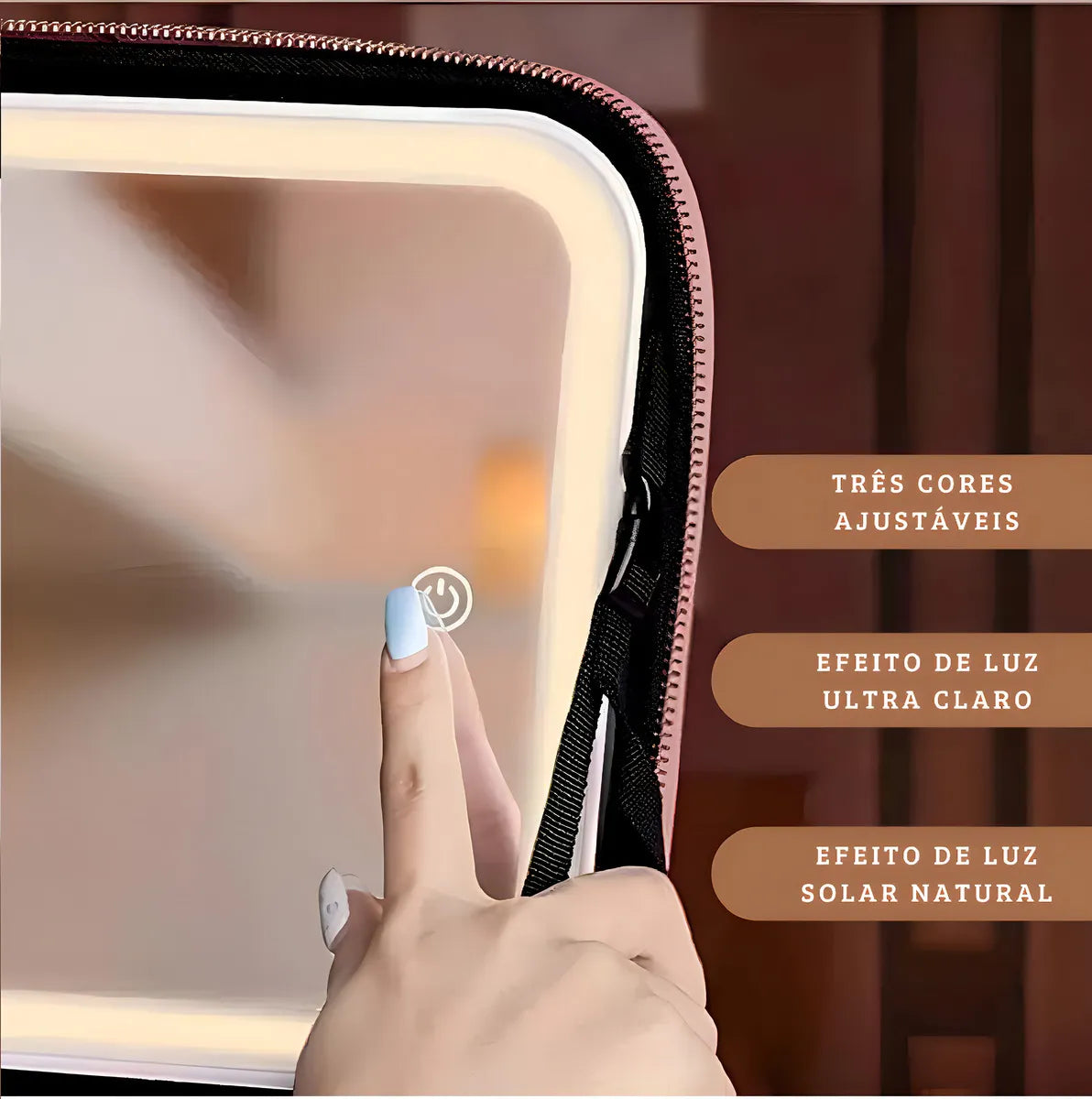 Estuche Cosmética con Espejo y Luz LED 💄 Organizador de Maquillaje para Viaje