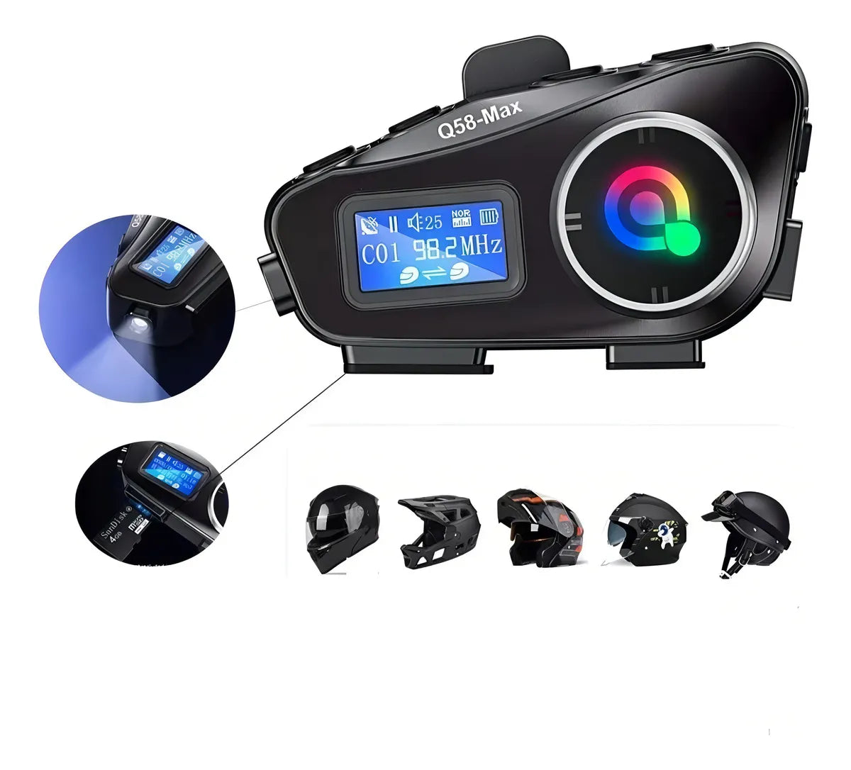Intercomunicador para Moto Q58 MAX 🏍️ Bluetooth, Llamadas y Música