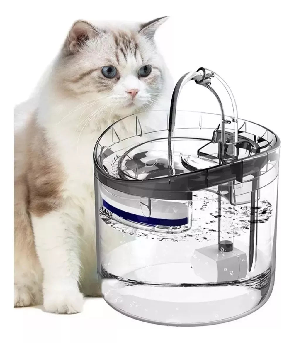 Fuente De Agua Para Mascotas Gatos Silencioso Automatico Color Transparente oscuro