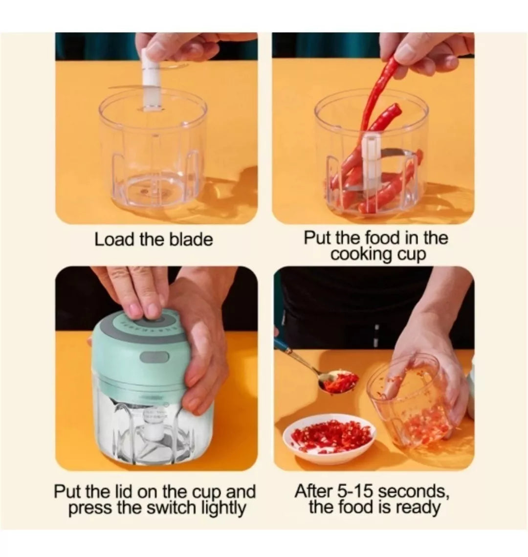 Picatodo Portátil Recargable Carne Verduras Mini Picador