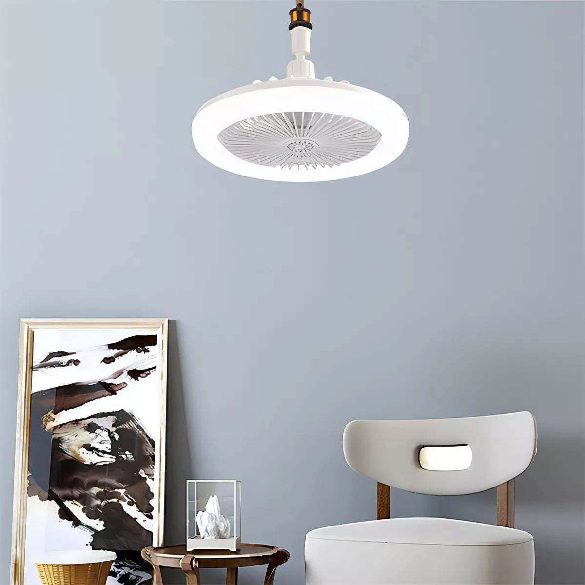 Ventilador De Techo E27 De Con Lámpara Y Control Remoto Color De La Estructura Blanco