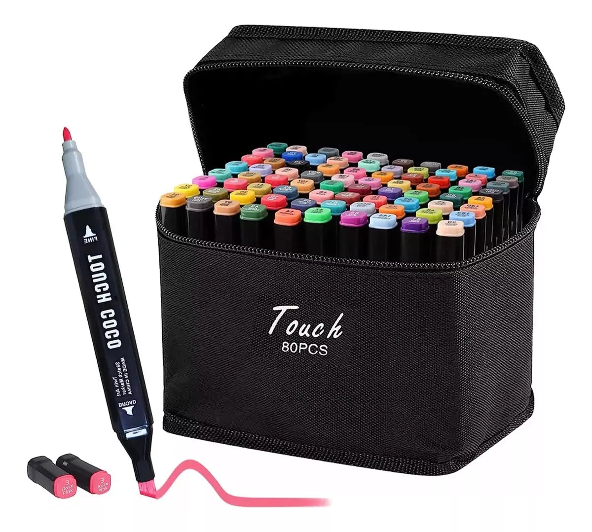 Marcadores De Dibujo X 80 Colores Doble Punta Base Alcohol