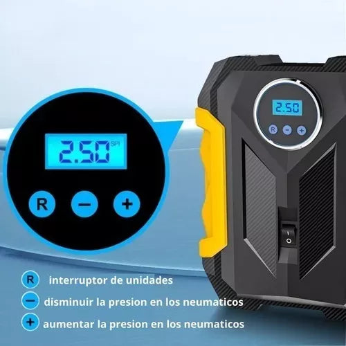 Compresor de Aire Portátil Digital 🚗 Inflador Eléctrico para Carro y Moto con Pantalla LED