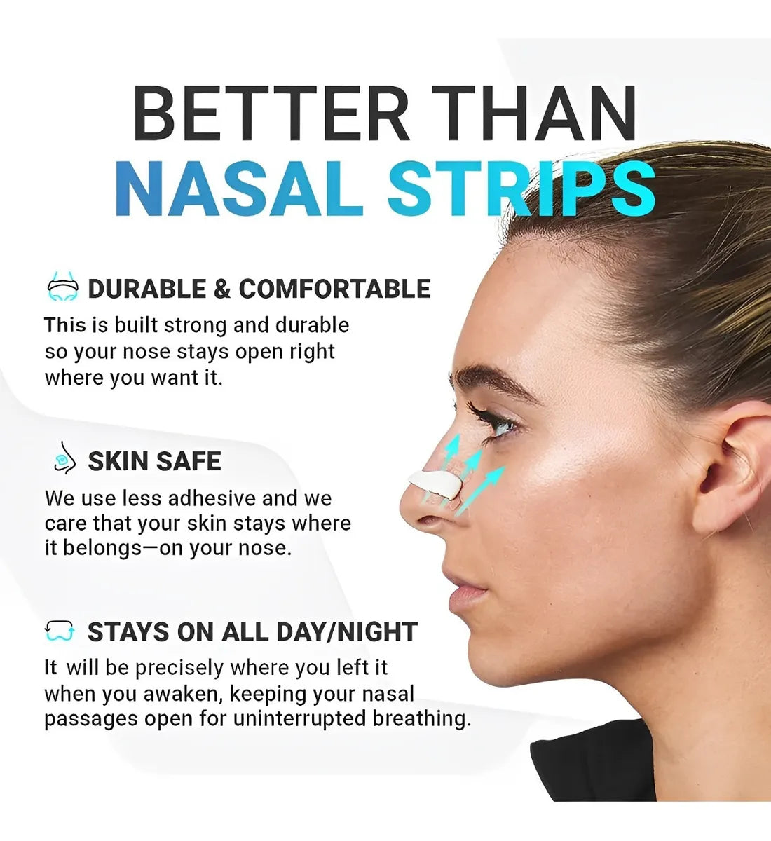 Tiras Nasales Antirronquido y Deporte – Respira Libre Toda la Noche 👃