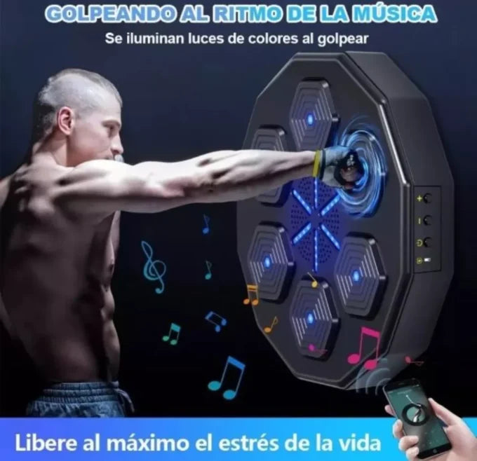 Máquina de Boxeo Musical Bluetooth 🥊🎶 con Guantes y Luces LED