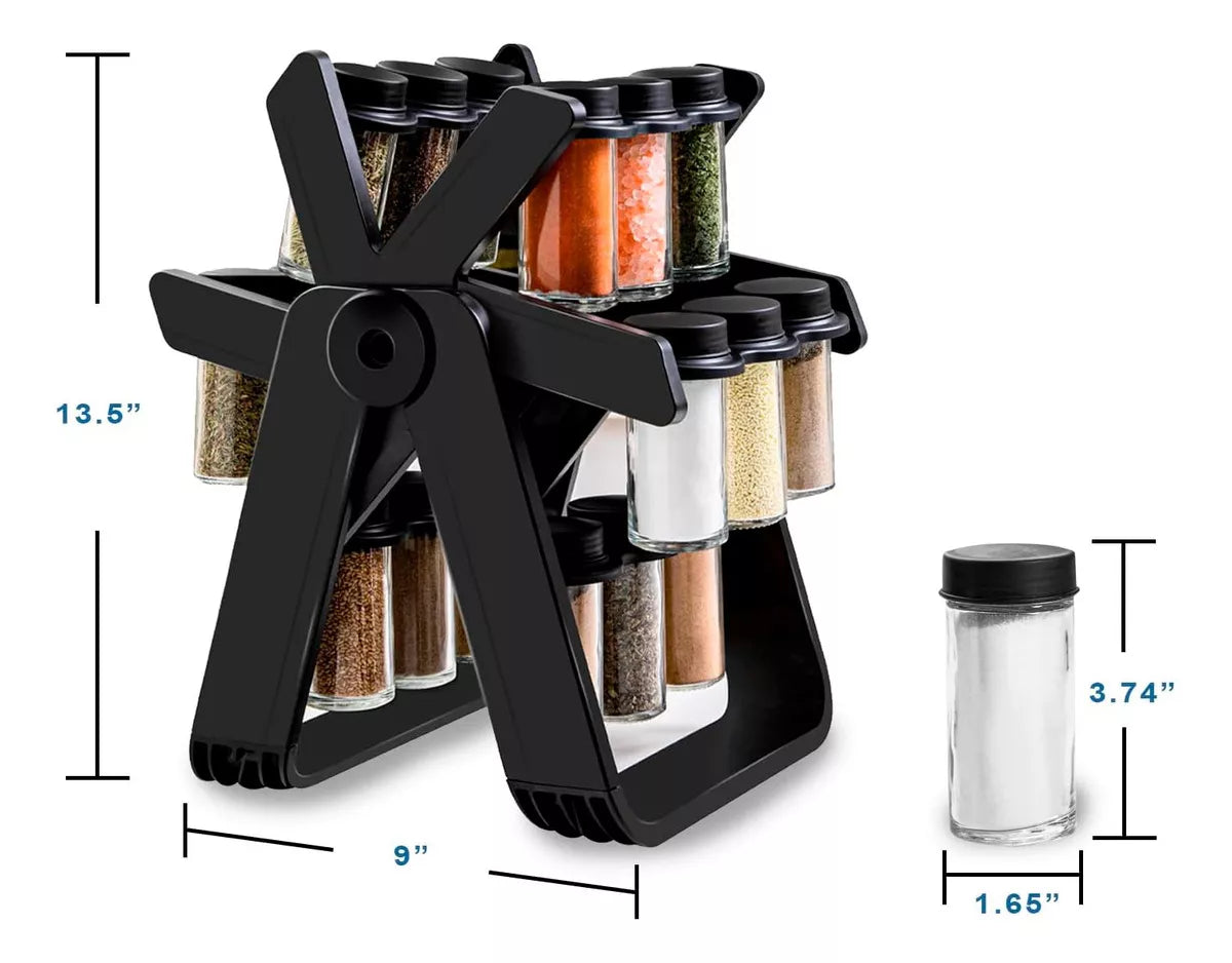 Especiero Giratorio 18 en 1 🧂🖤 | Incluye 18 Frascos – Organizador de Cocina
